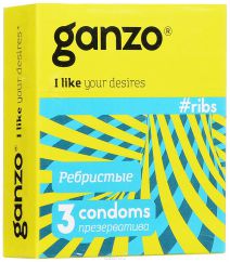 Презервативы GANZO Ribs (ребристые), 3 шт