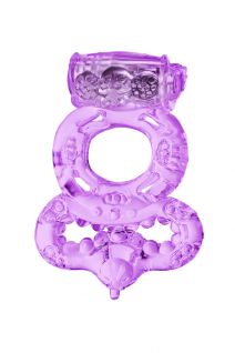 Эрекционное кольцо ToyFa с вибрацией и петлей (фиолетовое)